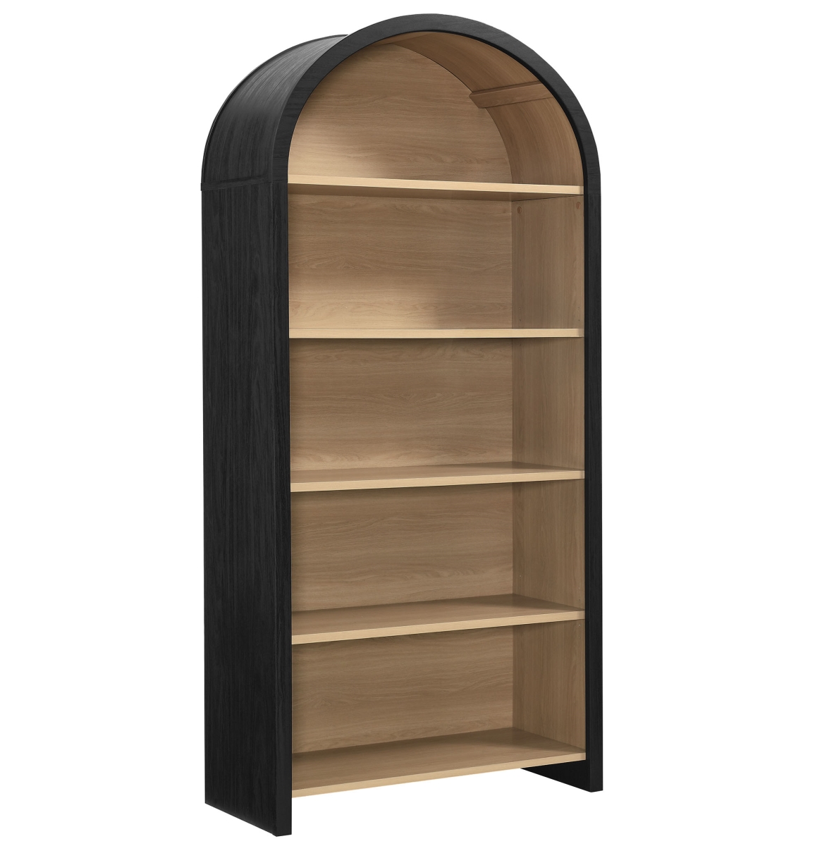 EEI-7202-BLK-OAK Evie Arched Wide Bookcase Display Cabinet, Black
