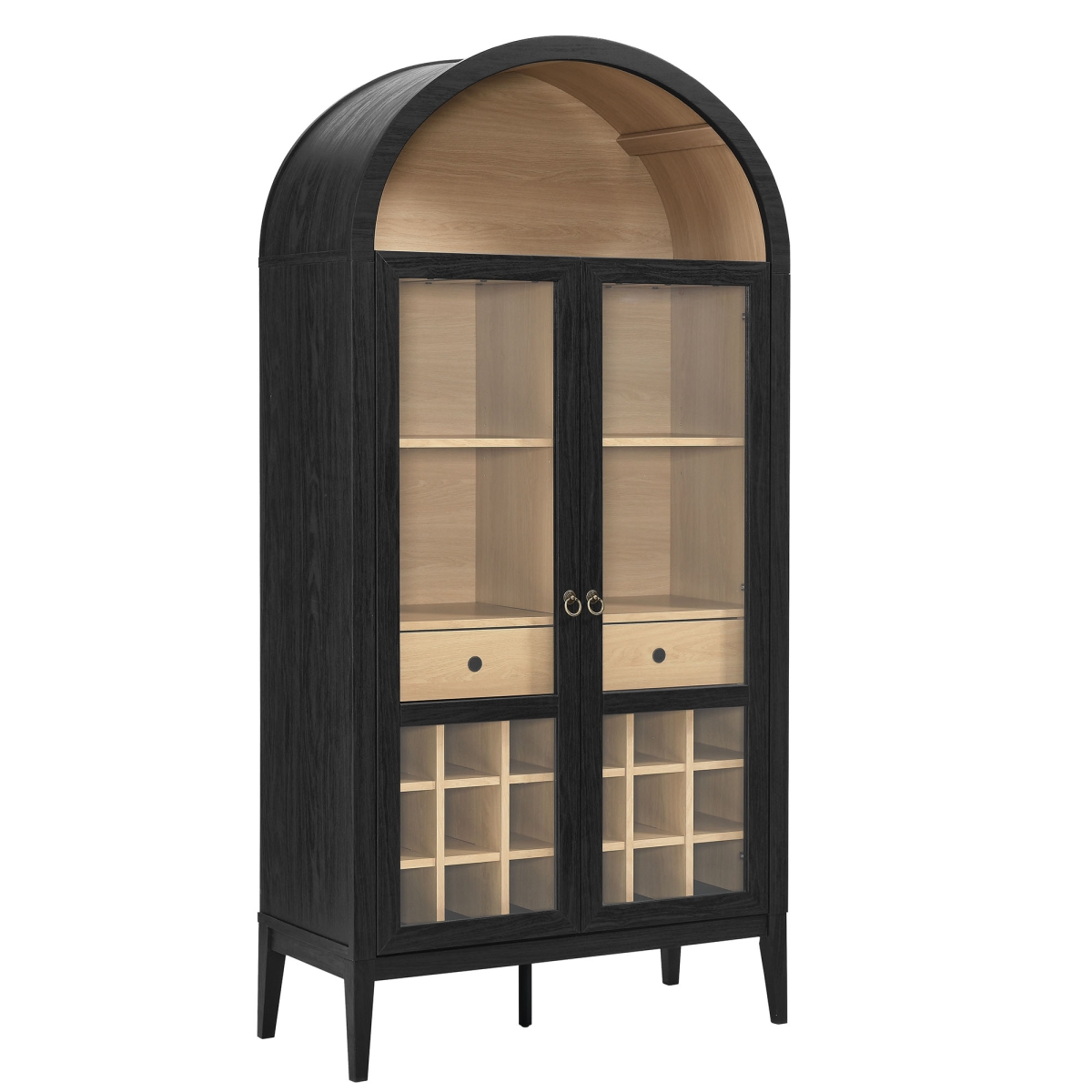 EEI-7203-BLK-OAK Nolan Arched Bar Cabinet, Black