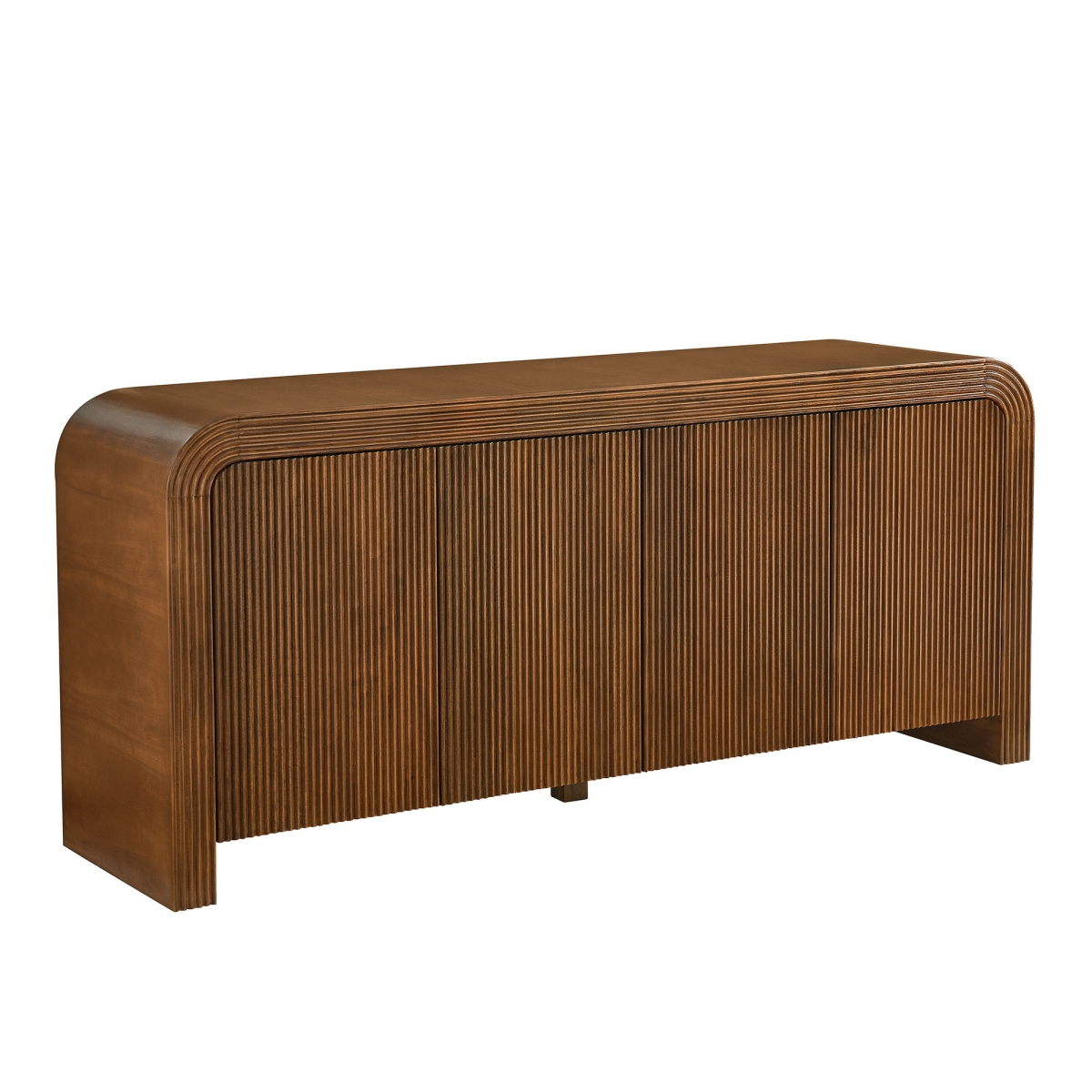EEI-7198-WAL 70 in. Waterflute Fluted Sideboard Cabinet, Walnut