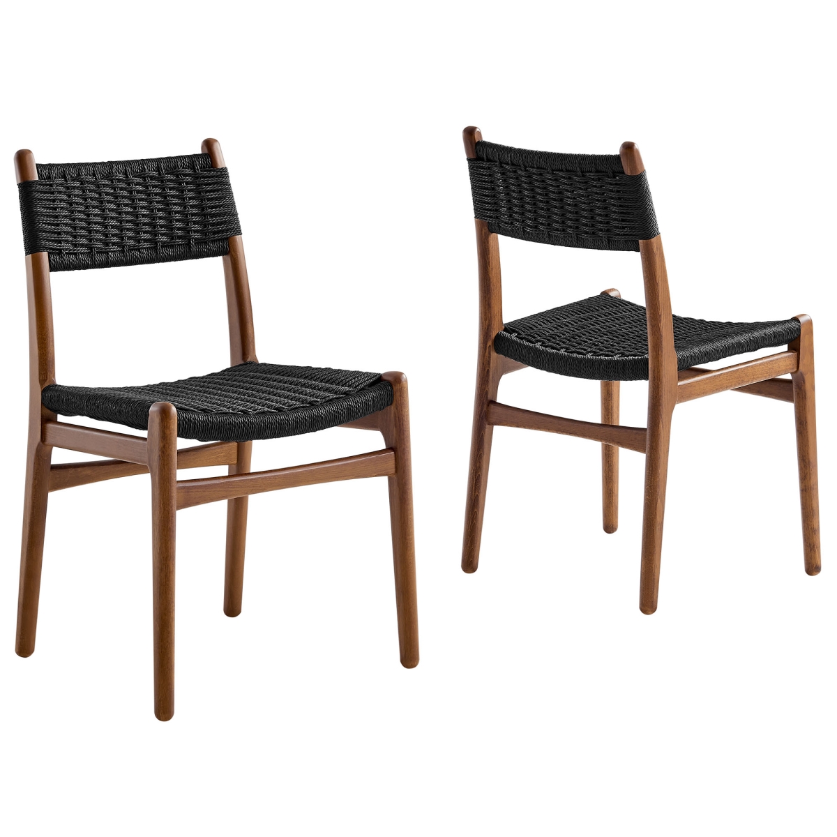 EEI-7044-WAL-BLK Wynn Rope & Wood Dining Side Chairs, Walnut & Black - Set of 2