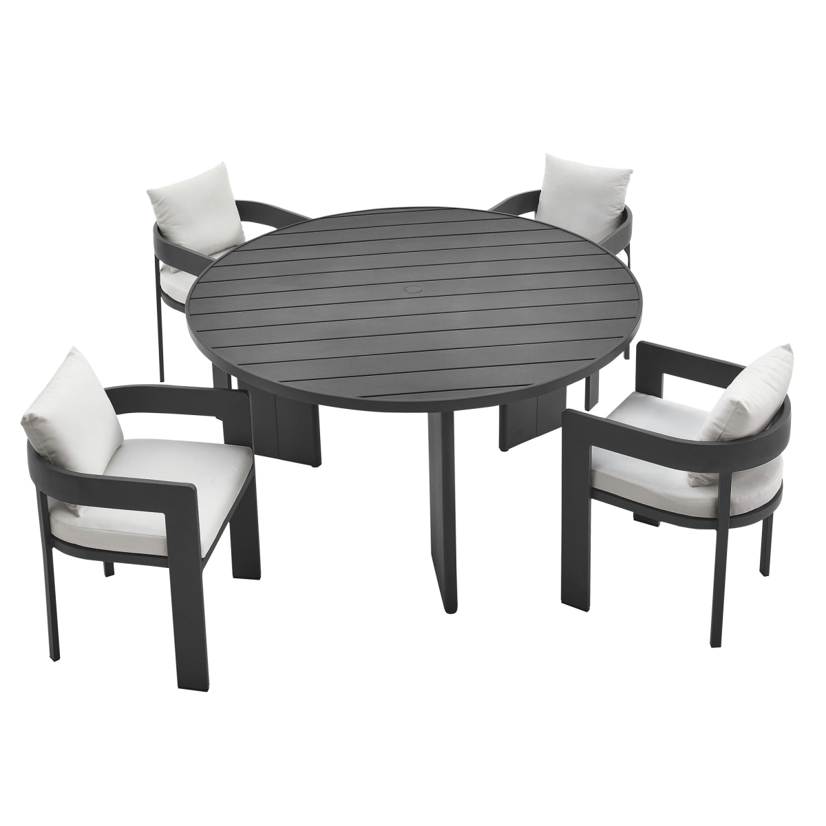 Picture of Modway Furniture EEI-7060-GRY-WHI-SET 105 x 105 x 33 in. Tahoe Outdoor Patio Aluminum Dining Set&#44; Gray & White - 5 Piece