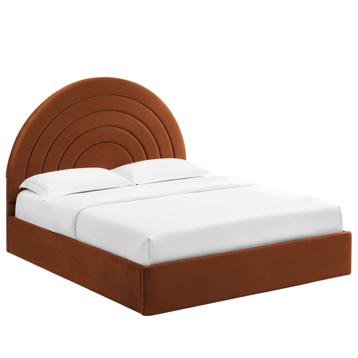MOD-7168-RUS Solana Arched Performance Velvet Platform Bed, Rust - King Size