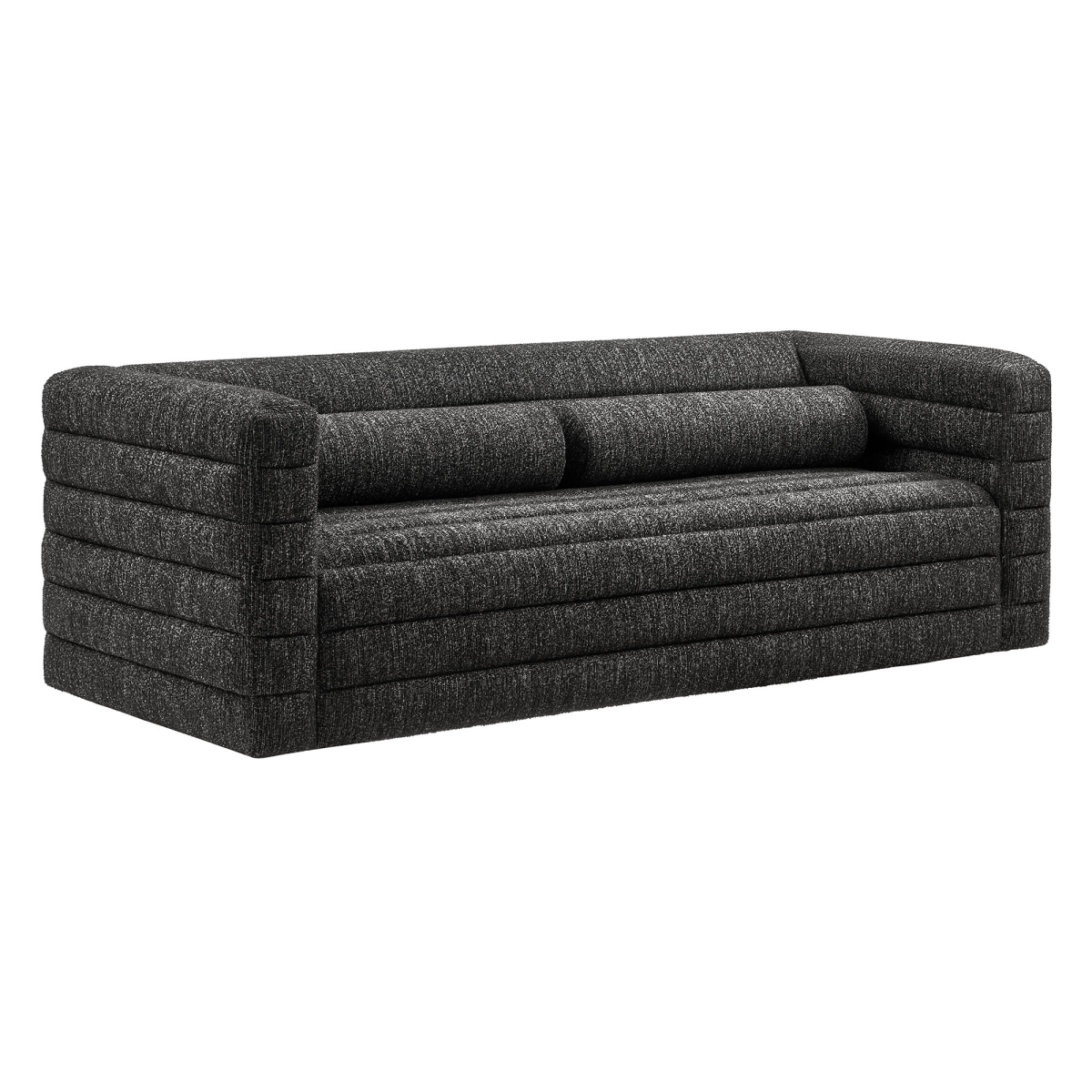EEI-7136-CHA Relle Channel Tufted Boucle Upholstered Sofa, Charcoal