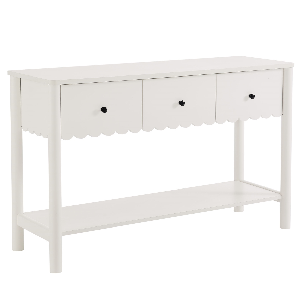 EEI-7154-WHI Emmeline 3-Drawer Scalloped Console Table, White