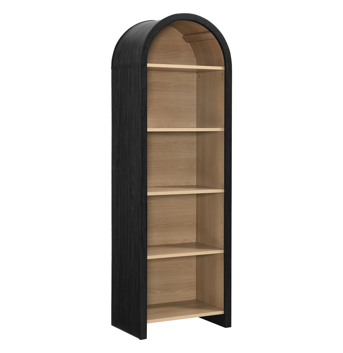 EEI-7201-BLK-OAK Evie Arched Narrow Bookcase Display Cabinet, Black