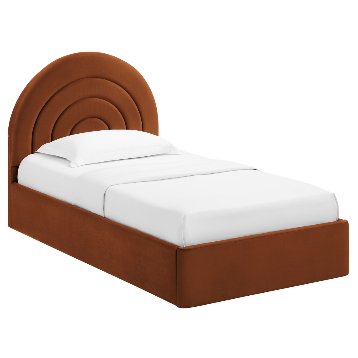 MOD-7165-RUS Solana Arched Performance Velvet Platform Bed, Rust - Twin Size