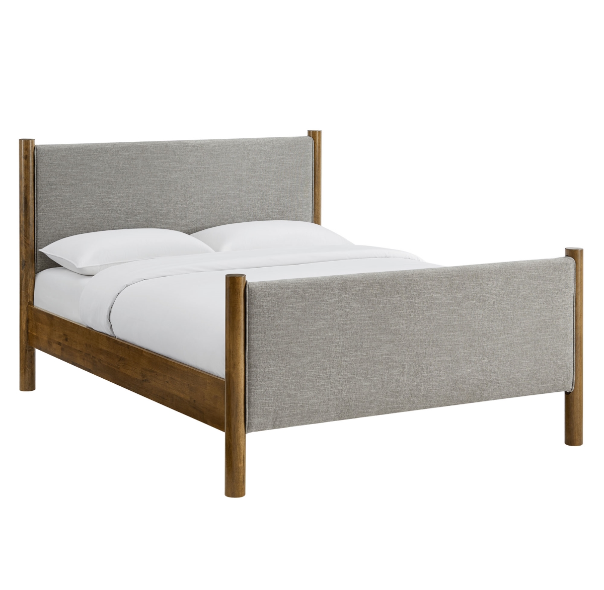 Picture of Modway Furniture MOD-7192-HEW-WAL 74.41 x 86.93 x 46.46 in. Maven King Size Fabric Upholstered Platform Bed&#44; Wheat Walnut