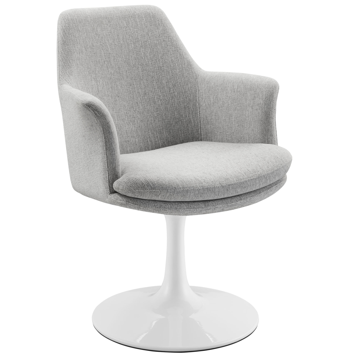 EEI-6956-WHI-HLG Lippa Swivel Dining Upholstered Armchair, White & Light Gray