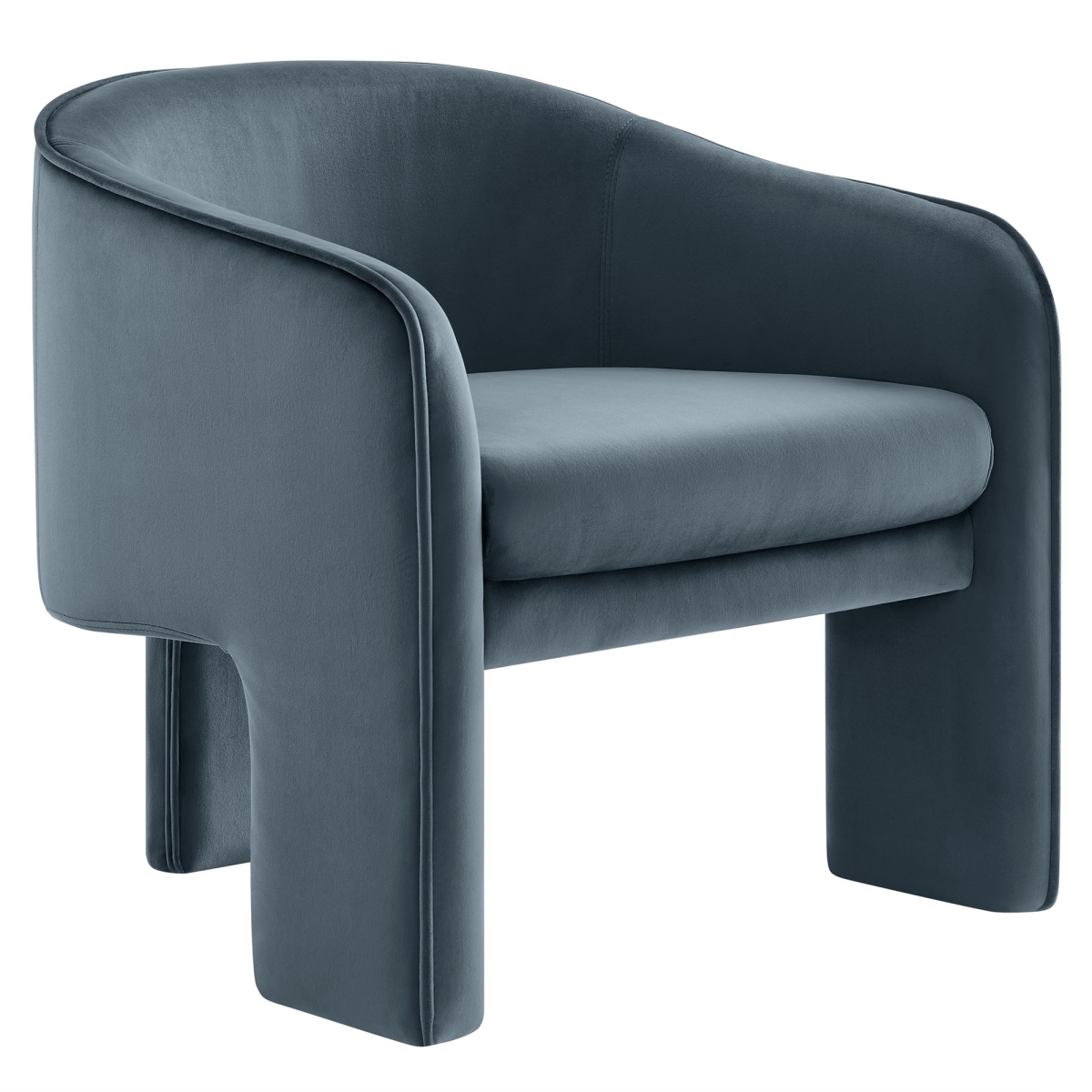 EEI-7102-CAB 27 x 27 x 28 in. Greer Performance Velvet Upholstered Accent Armchair - Cadet Blue