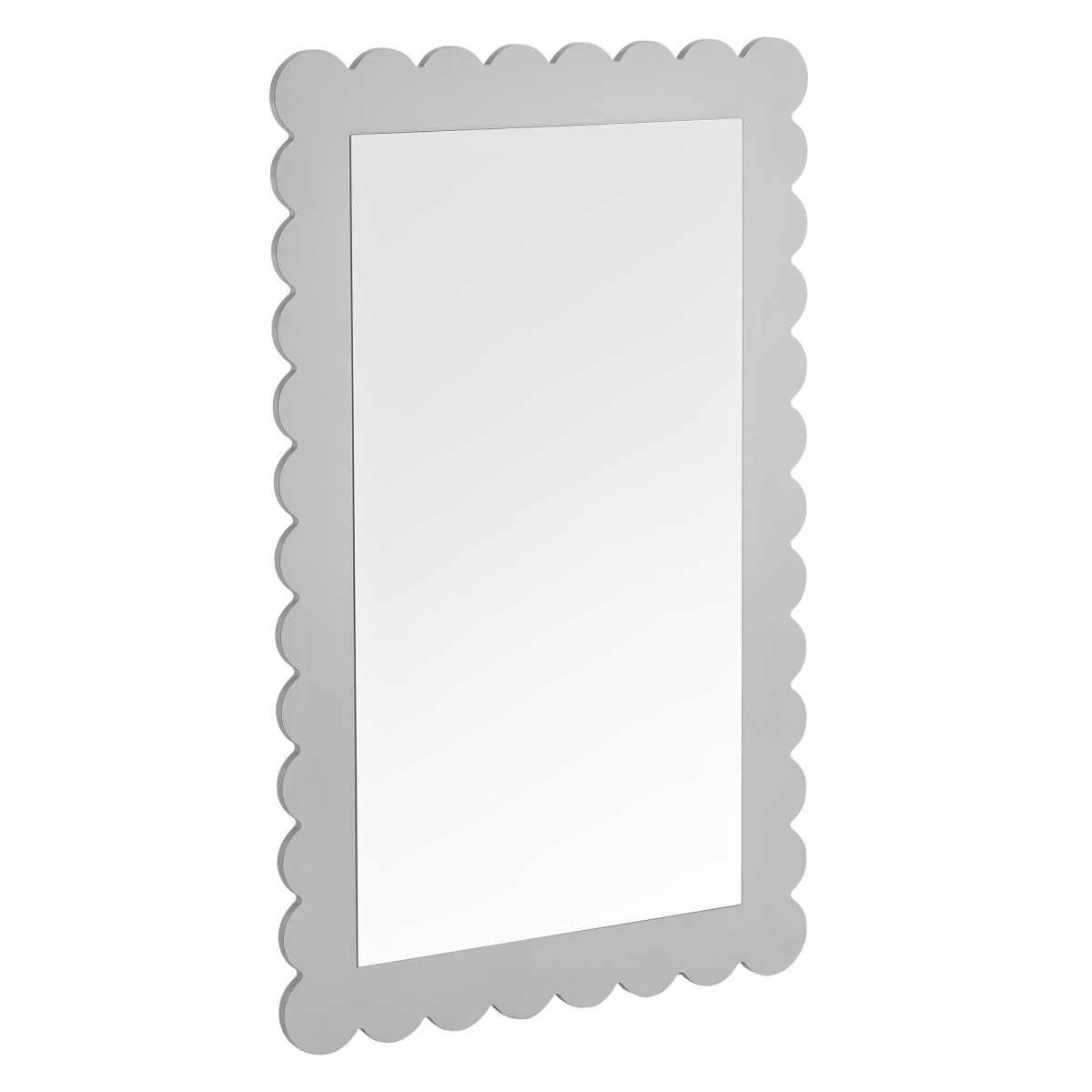 EEI-7116-LGR Emmeline Scalloped Rectangle Wall Mirror, Light Gray