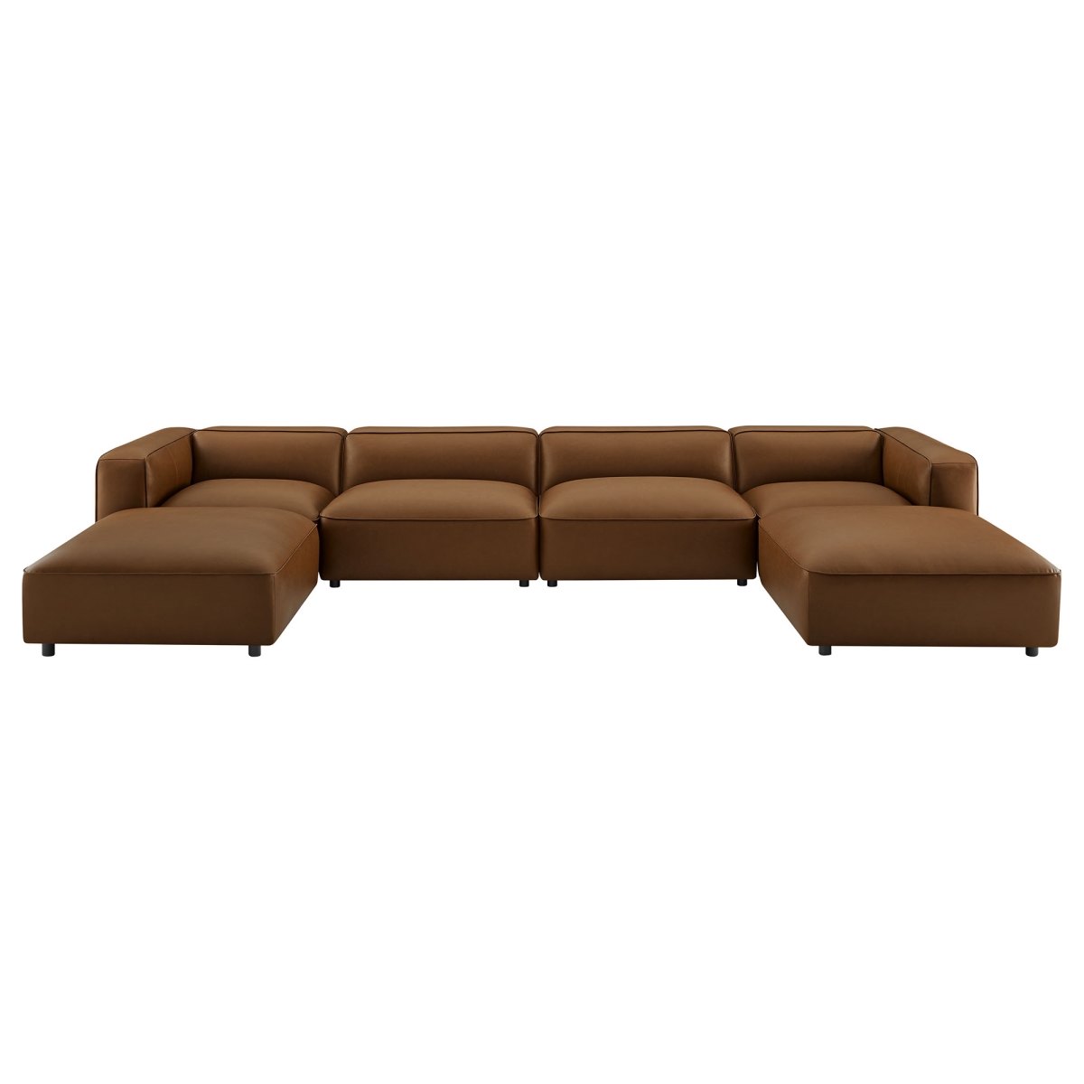 EEI-7134-COF Auren Upholstered Vegan Leather Modular Sofa - Coffee - 6 Piece