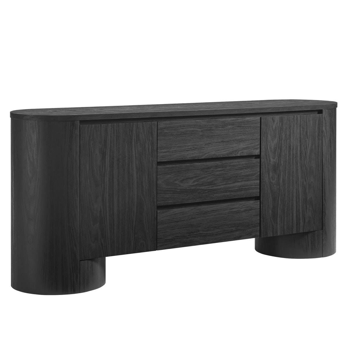 EEI-7050-BLK 71 in. Duval Rounded Sideboard Storage Cabinet, Black