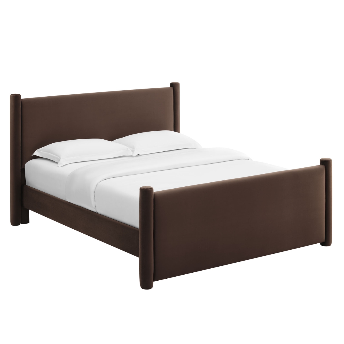 MOD-7174-CHB Rael Performance Velvet Platform Bed, Chocolate Brown - Full Size