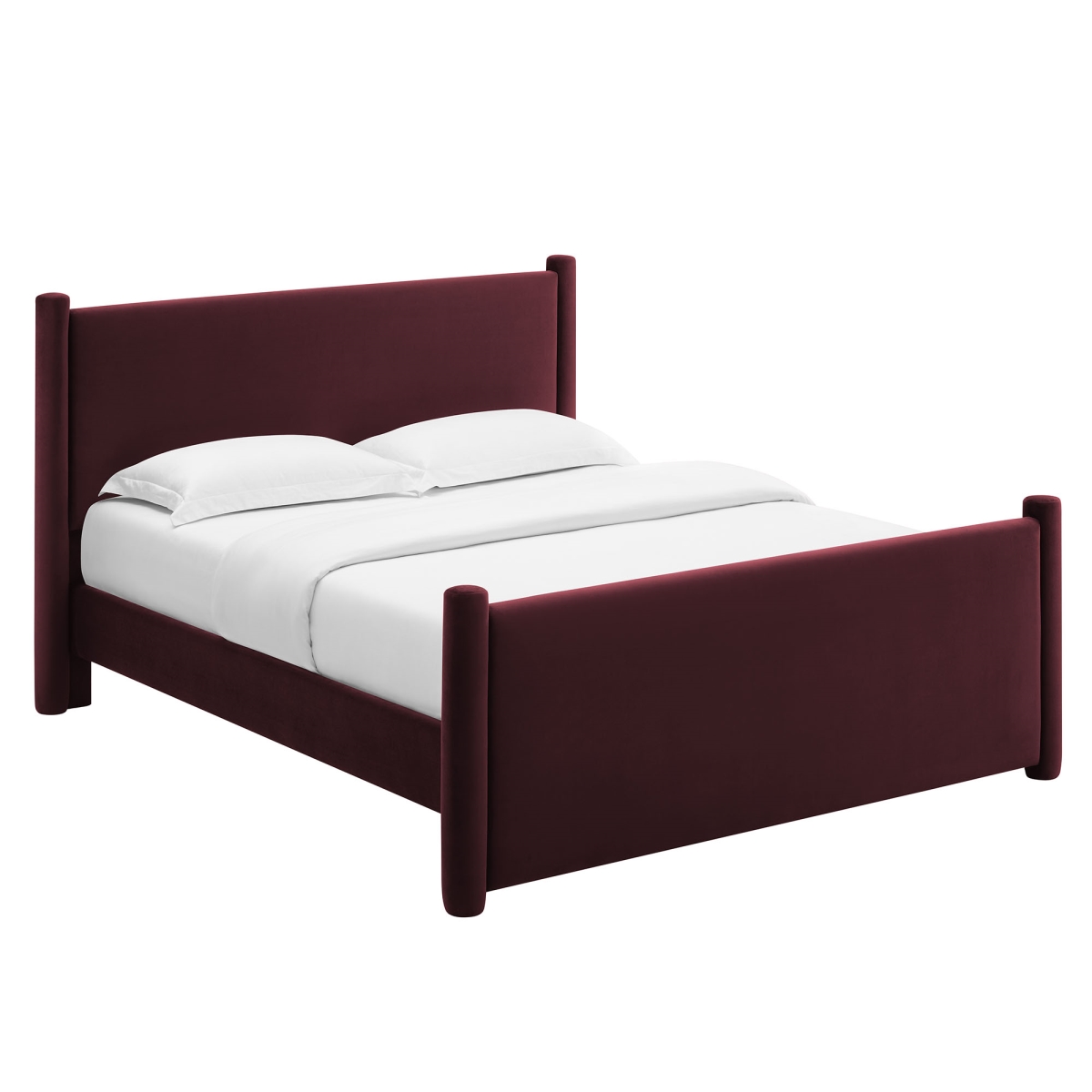 MOD-7174-MUL Rael Performance Velvet Platform Bed, Mulberry - Full Size