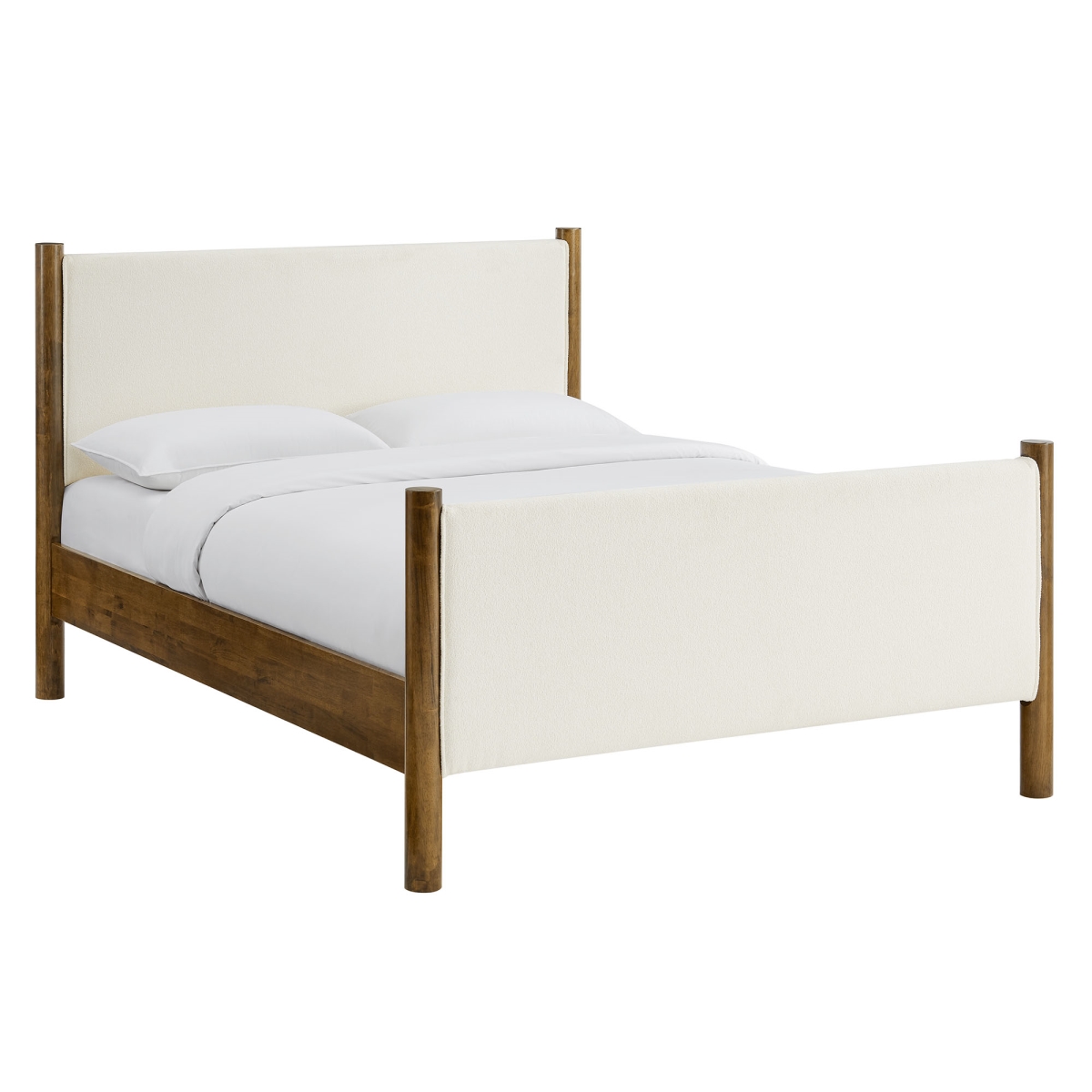 MOD-7188-FEA-WAL 58.74 x 82.36 x 46.46 in. Maven Full Size Boucle Upholstered Platform Bed, Feather Walnut