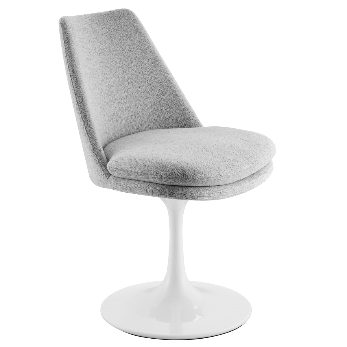 EEI-6953-WHI-HLG Lippa Swivel Dining Upholstered Side Chair, White & Light Gray