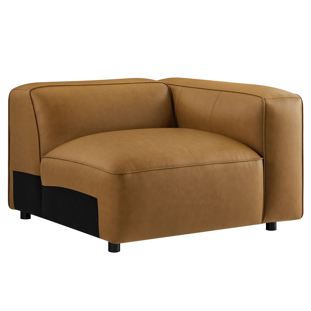 EEI-7122-CAM Auren Upholstered Vegan Leather Modular Right Armchair, Camel