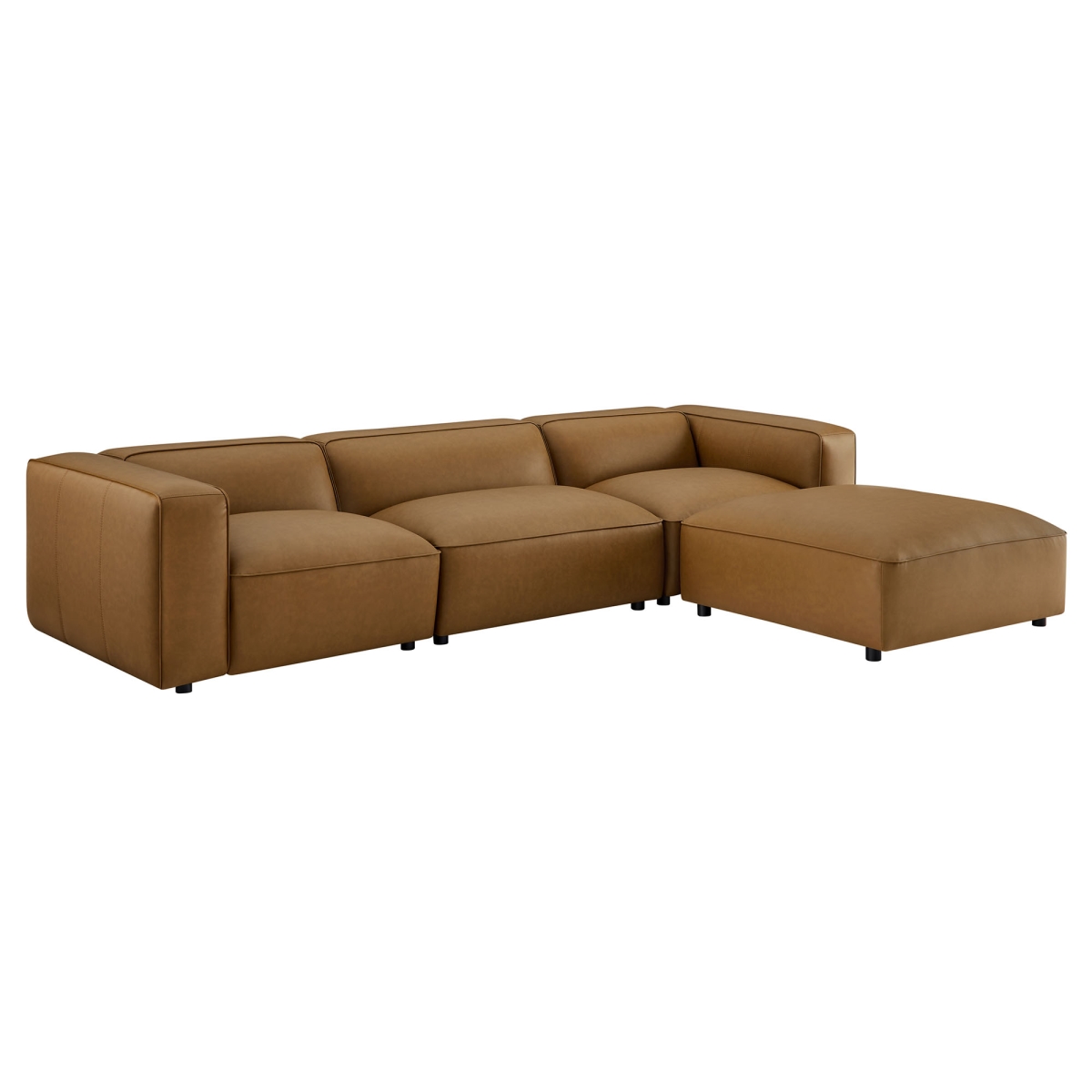EEI-7128-CAM Auren Vegan Leather Modular Sofa Set, Camel - 4 Piece