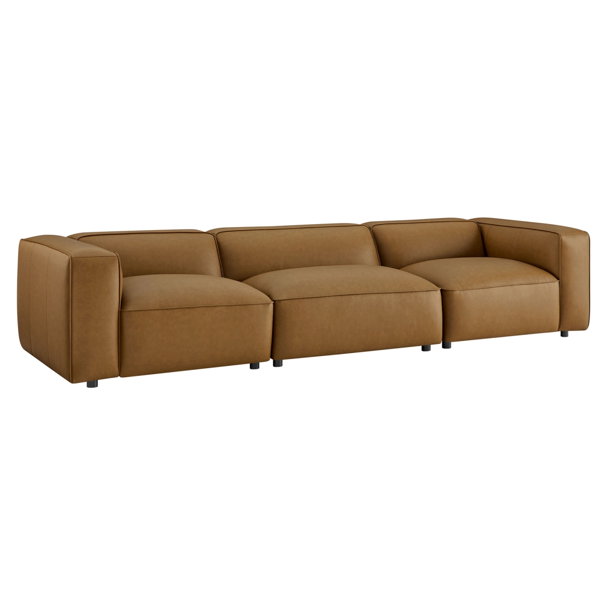 EEI-7132-CAM Auren Upholstered Vegan Leather Modular Sofa, Camel - 3 Piece
