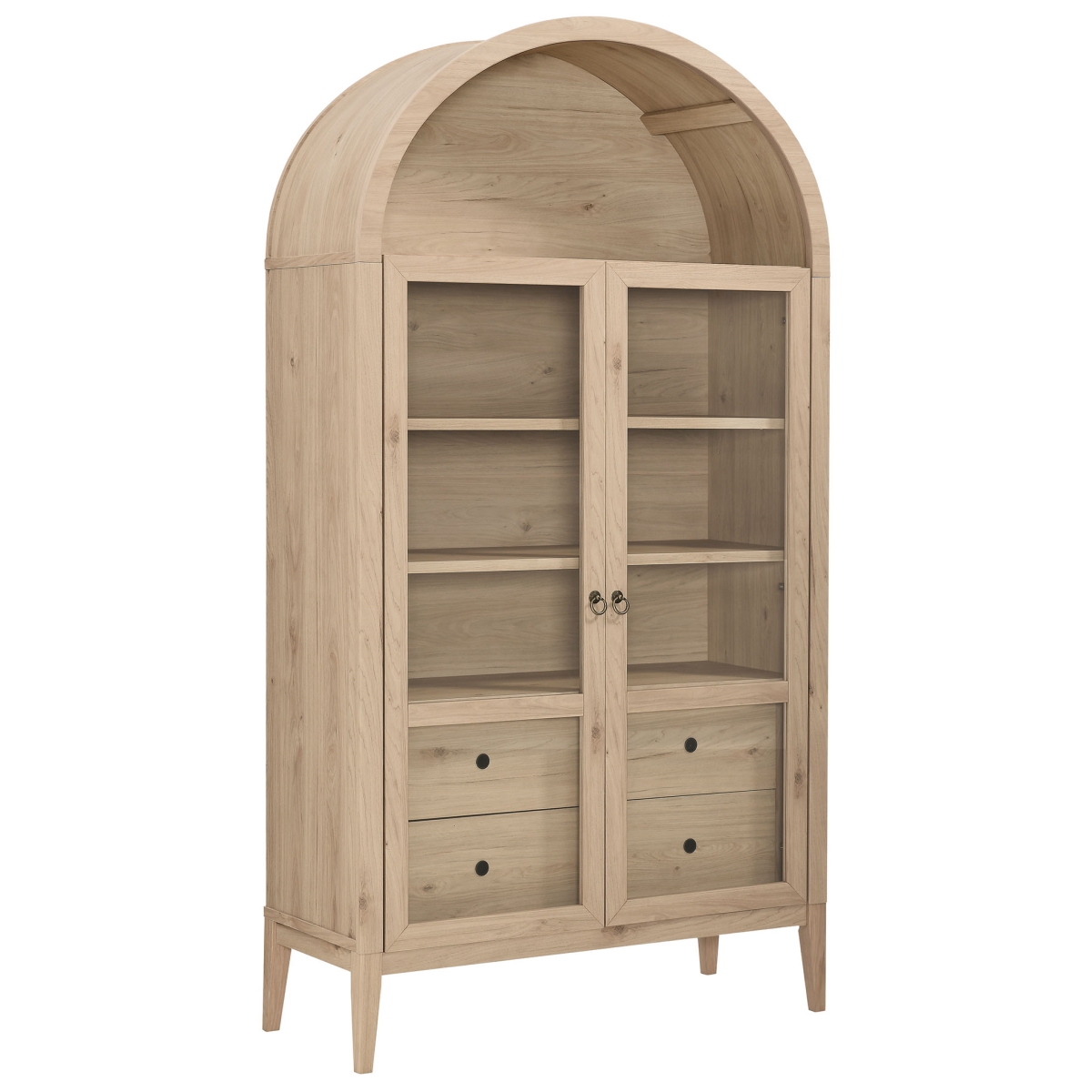 EEI-7168-LOA 74 in. Nolan Tall Wide Arched Storage Display Cabinet, Light Oak