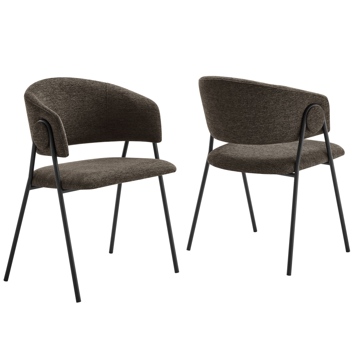 EEI-7045-JAV-BLK Nella Upholstered Heathered Chenille Dining Chairs, Java Black - Set of 2