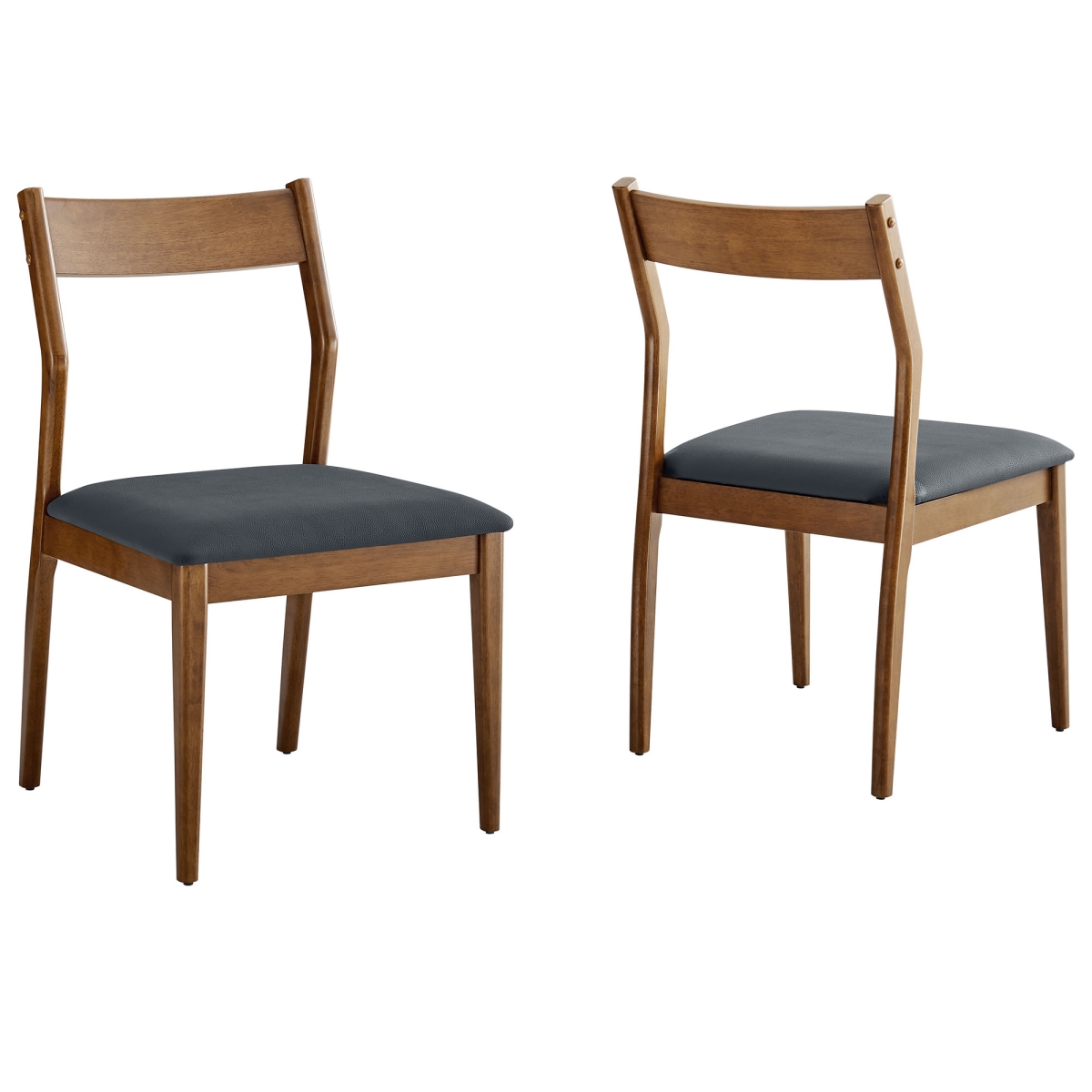 EEI-6917-WAL-BLK Solara Vegan Leather Wood Dining Side Chairs, Walnut Black - Set of 2