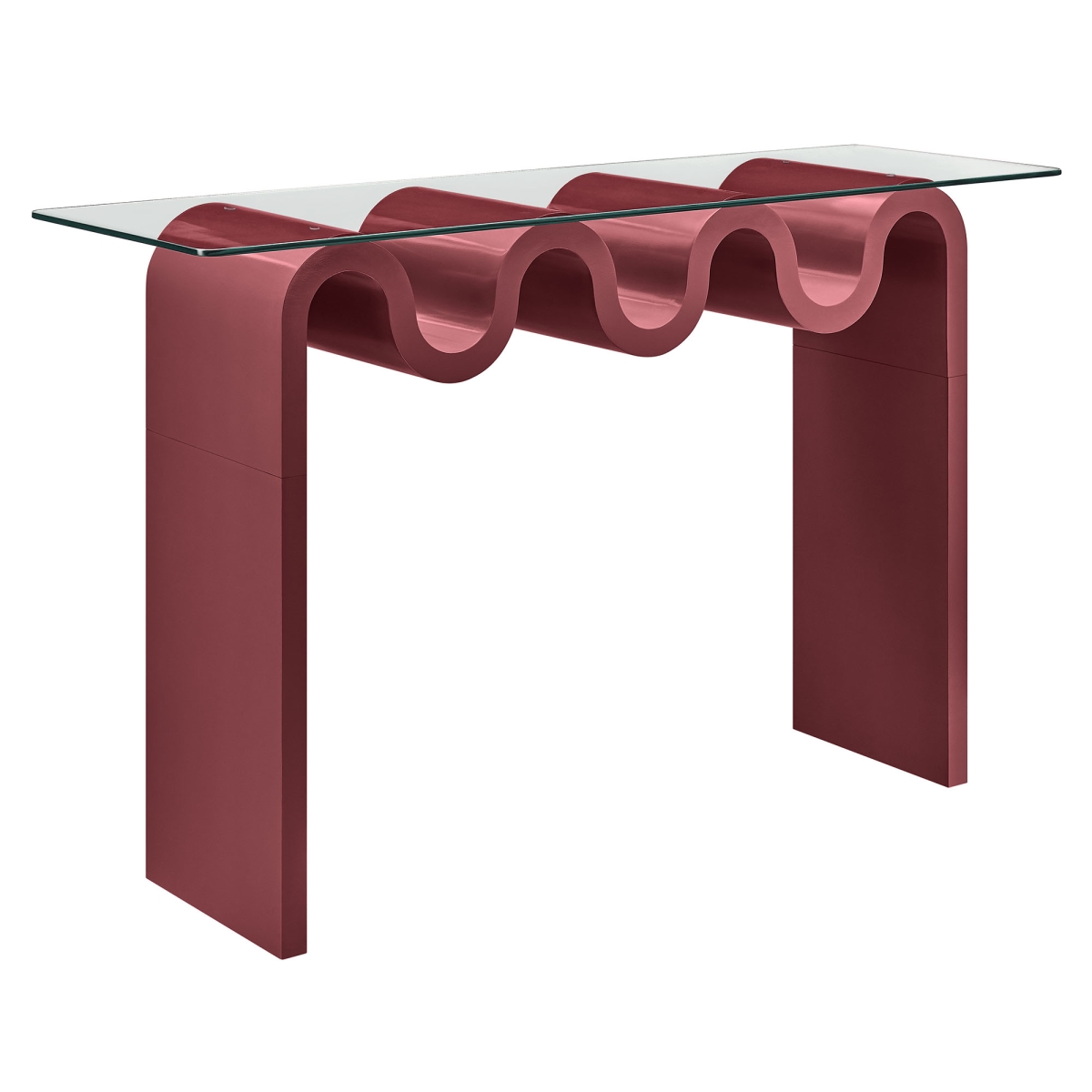 EEI-6901-SPA 50 in. Ondine Glass Top Console Table, Spiced Apple