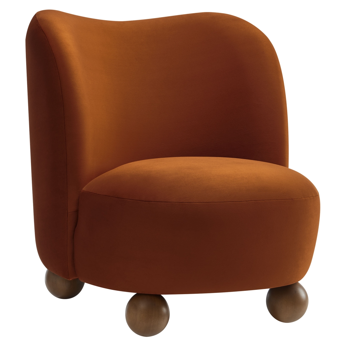 EEI-6990-RUS-WAL Monroe Performance Velvet Accent Chair, Rust Walnut