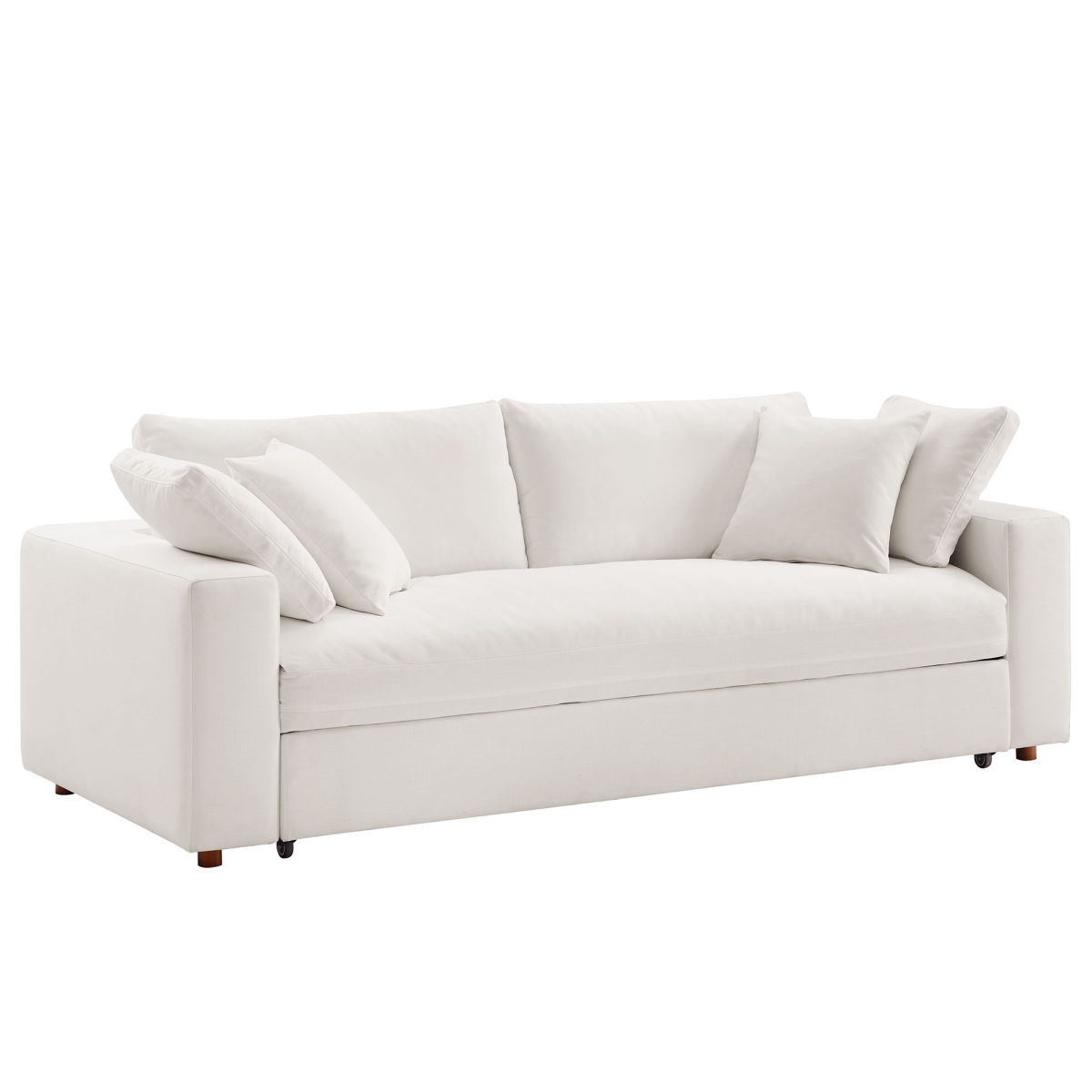 EEI-7080-PUW Commix Down Filled Overstuffed Sleeper Sofa, Pure White