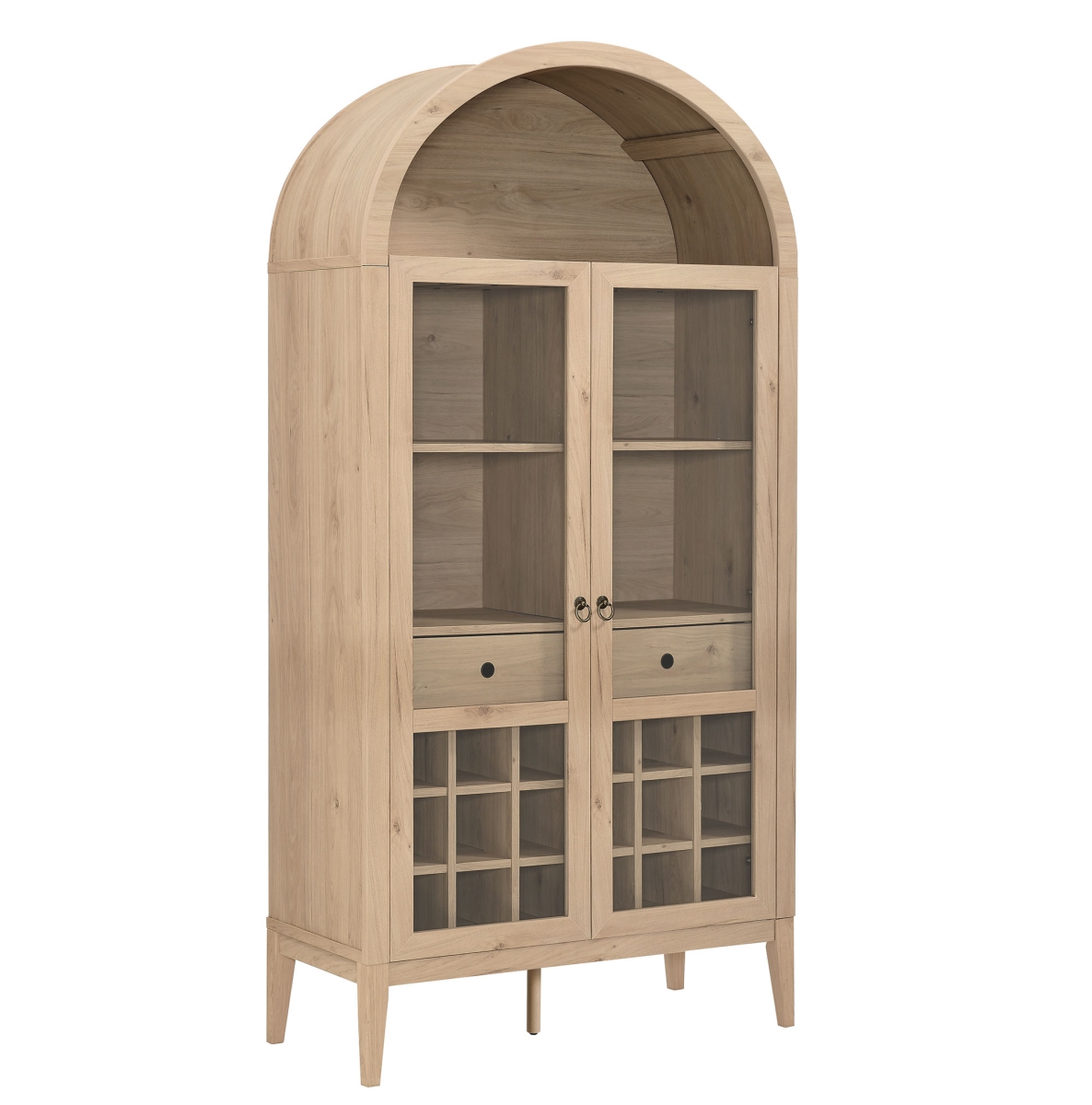EEI-7203-LOA Nolan Arched Bar Cabinet, Light Oak