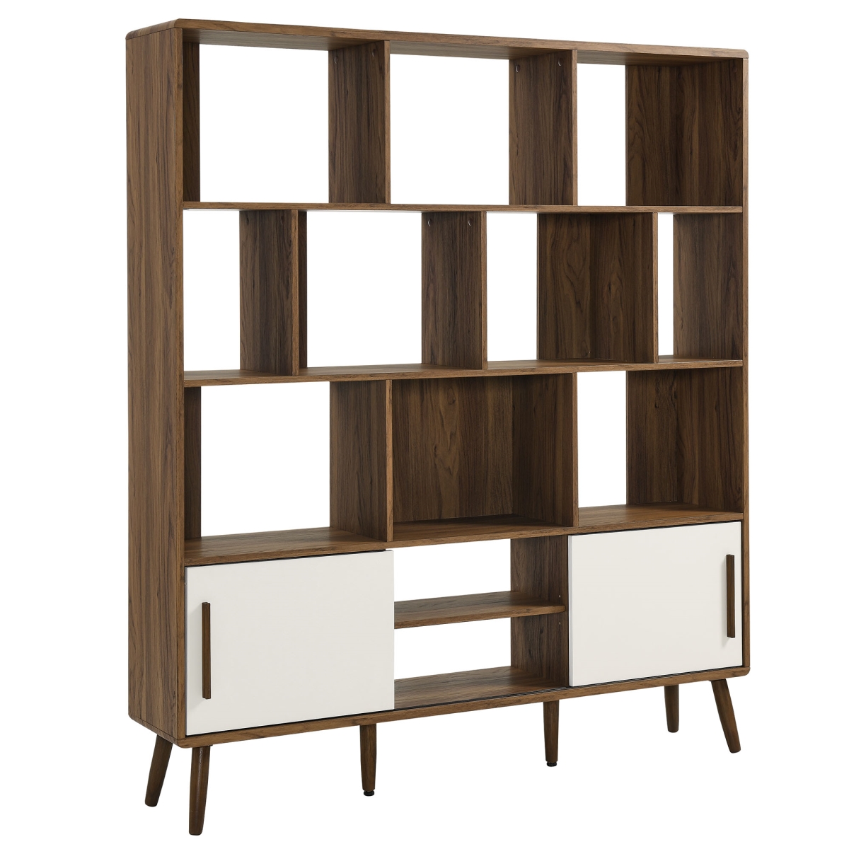 EEI-7194-WAL-LIN 59 in. Transmit Bookcase with Sliding Doors, Walnut Linen