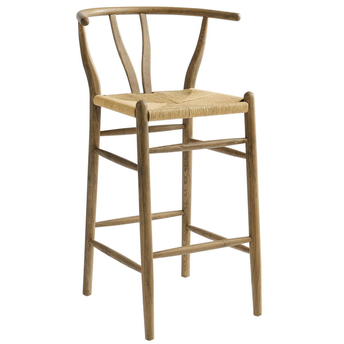 EEI-7210-GRY Amish Wood Bar Stool, Weathered Gray Teak