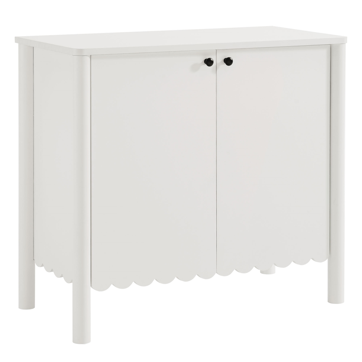 EEI-7152-WHI 35 in. Emmeline 2-Door Scalloped Sideboard Cabinet, White