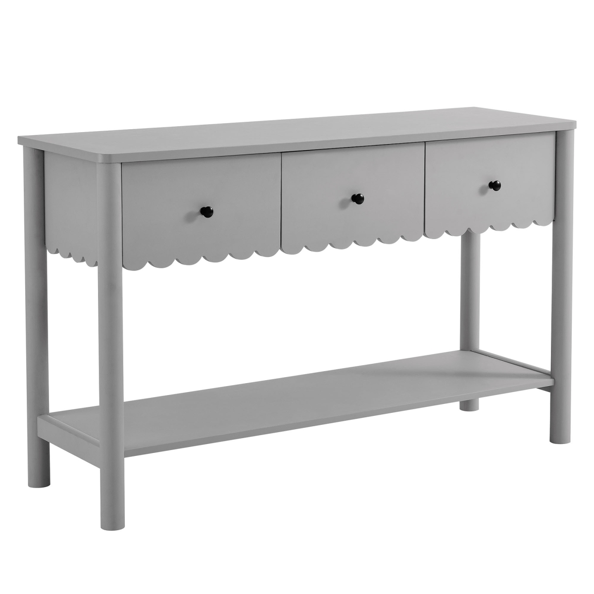 EEI-7154-LGR Emmeline 3-Drawer Scalloped Console Table, Light Gray