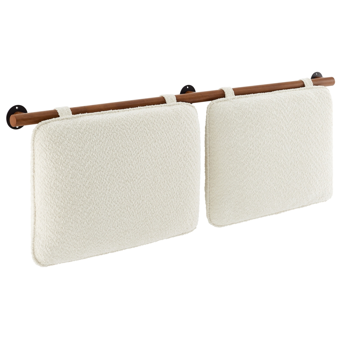 MOD-7213-CRE-WAL Anela Wall-Mounted Chenille Upholstered Headboard, Cream & Walnut - King Size