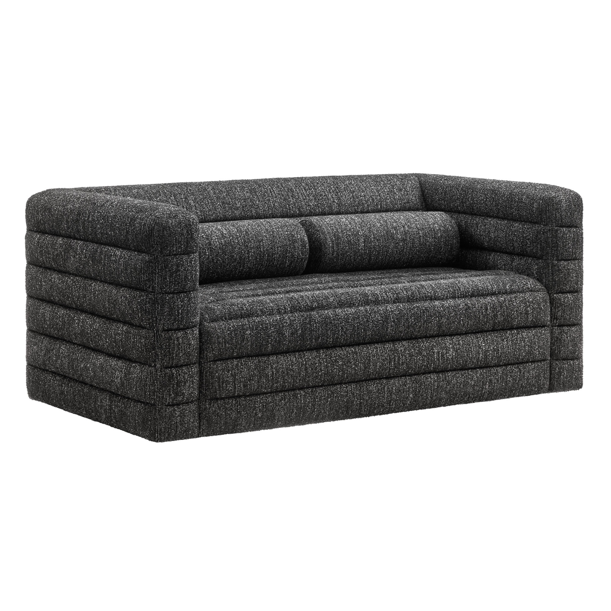 EEI-7137-CHA Relle Channel Tufted Boucle Upholstered Loveseat, Charcoal