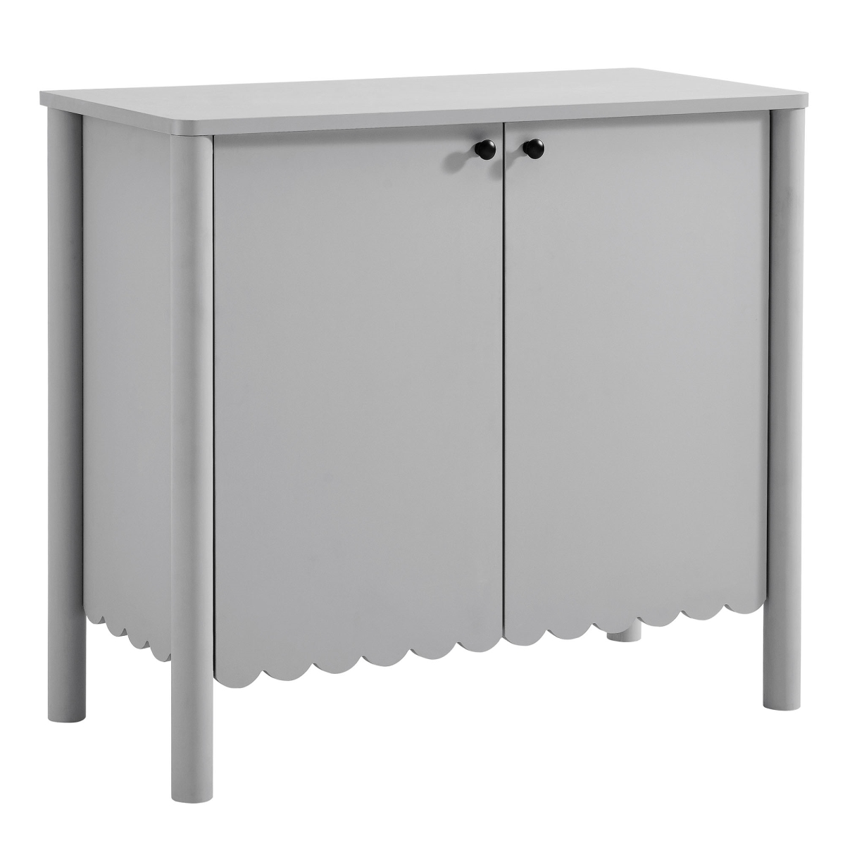 EEI-7152-LGR 35 in. Emmeline 2-Door Scalloped Sideboard Cabinet, Light Gray