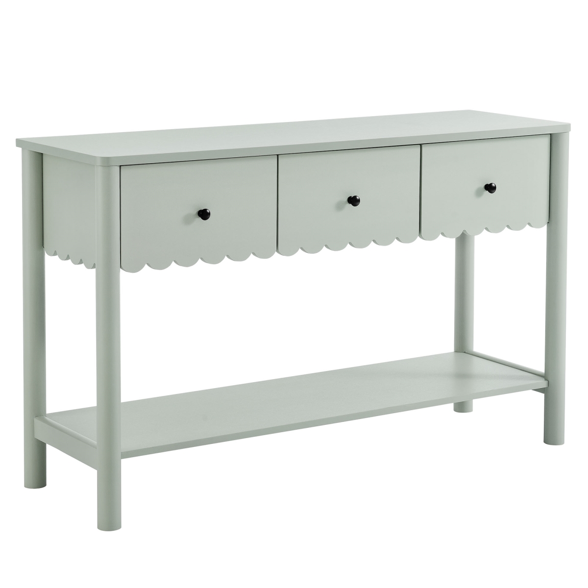 EEI-7154-SGE Emmeline 3-Drawer Scalloped Console Table, Sage