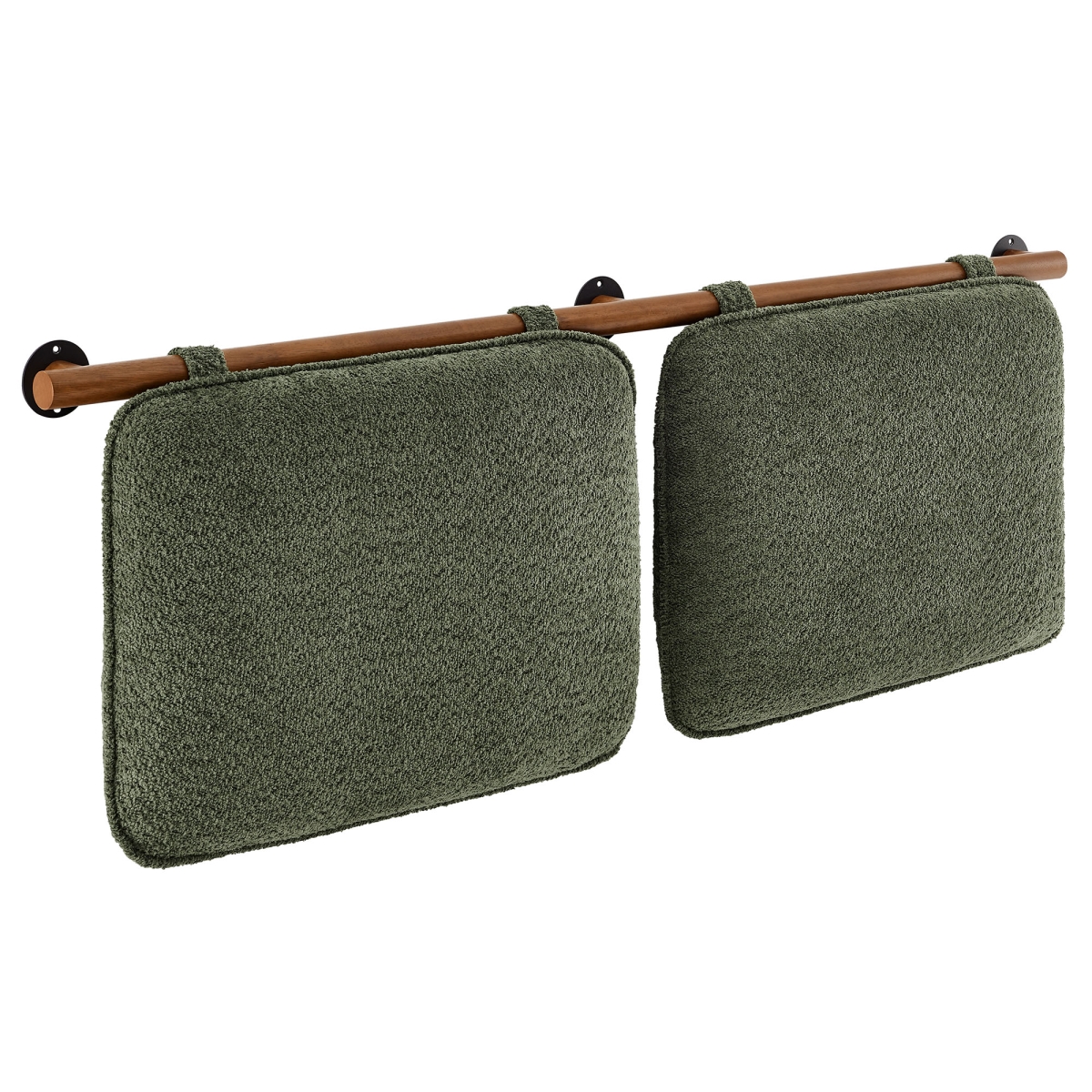 MOD-7211-SGE-WAL Anela Wall-Mounted Chenille Upholstered Headboard, Sage & Walnut - Full Size