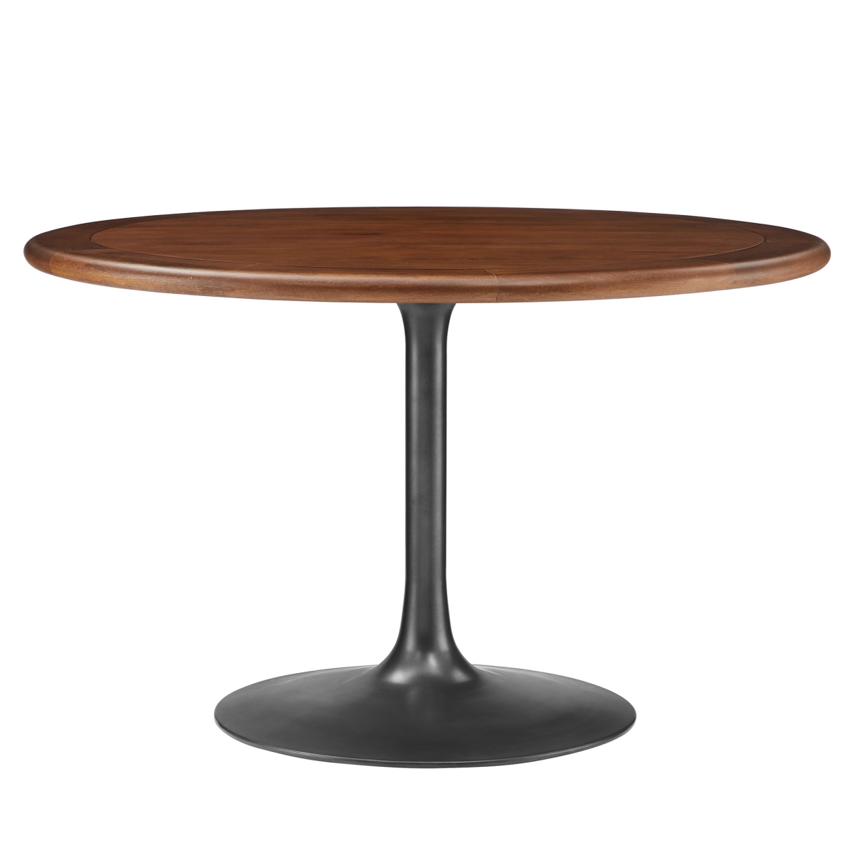 EEI-7070-BLK-WAL 48 in. Lippa Round Pedestal Solid Wood Dining Table, Black Walnut