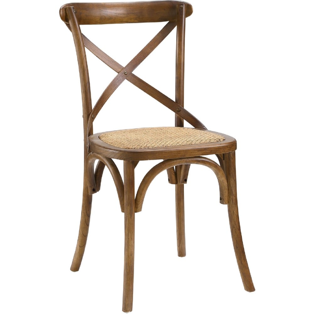 EastEnd  Gear Dining Chair with Walnut X Back Frame with Rattan Seat