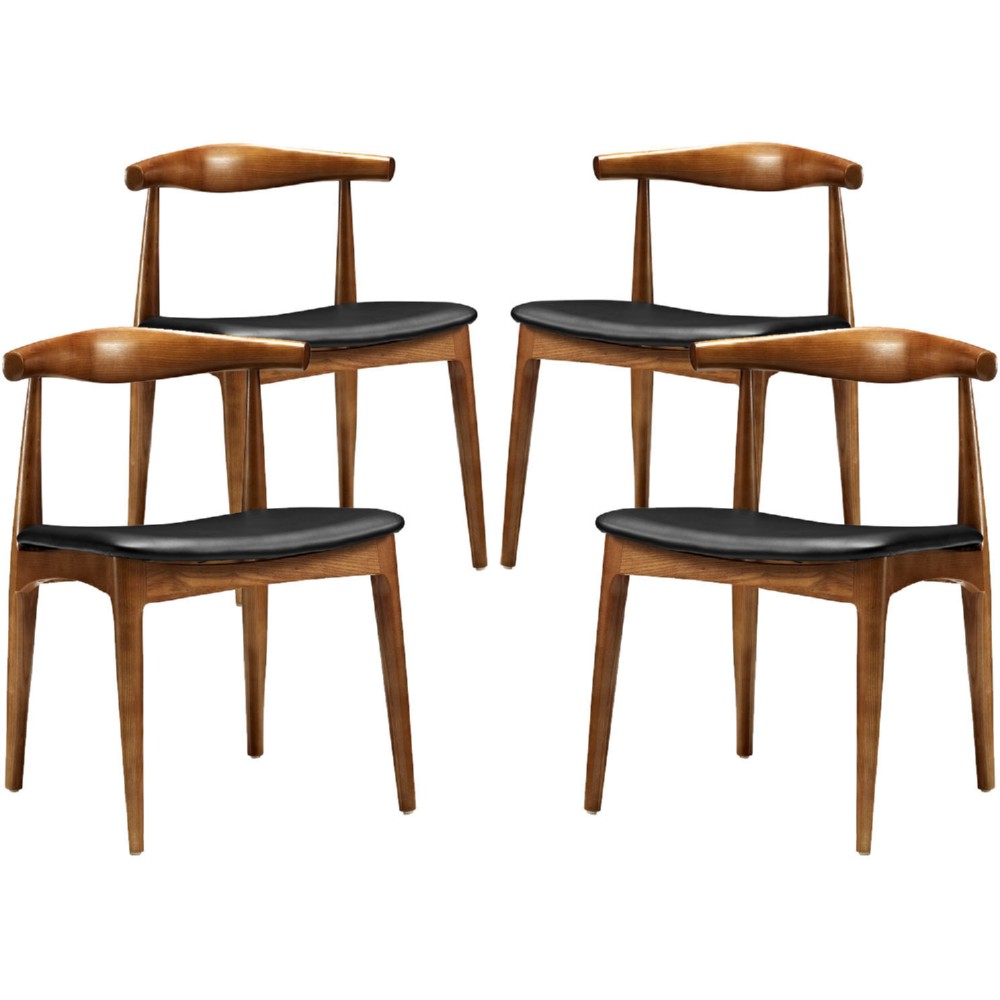 EastEnd EEI-1682-BLK Tracy Dining Chairs with Curved Mid Century Frame & Black Leatherette, Set of 4