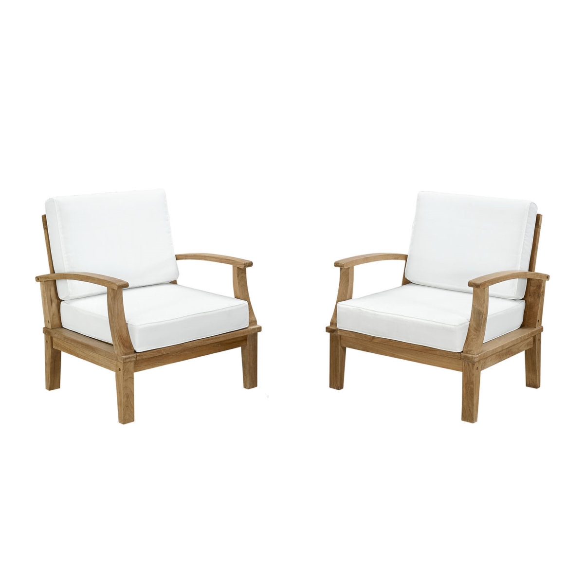 EastEnd EEI-1819-NAT-WHI-SET 2 Piece Marina Outdoor Patio Teak Sofa Set, Teak & White