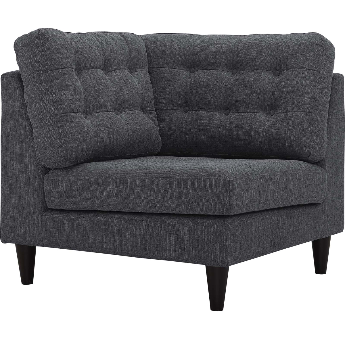 Modway EEI-2610-DOR 35.5 H x 36 W x 36 L in. Empress Upholstered Fabric Corner Sofa, Gray