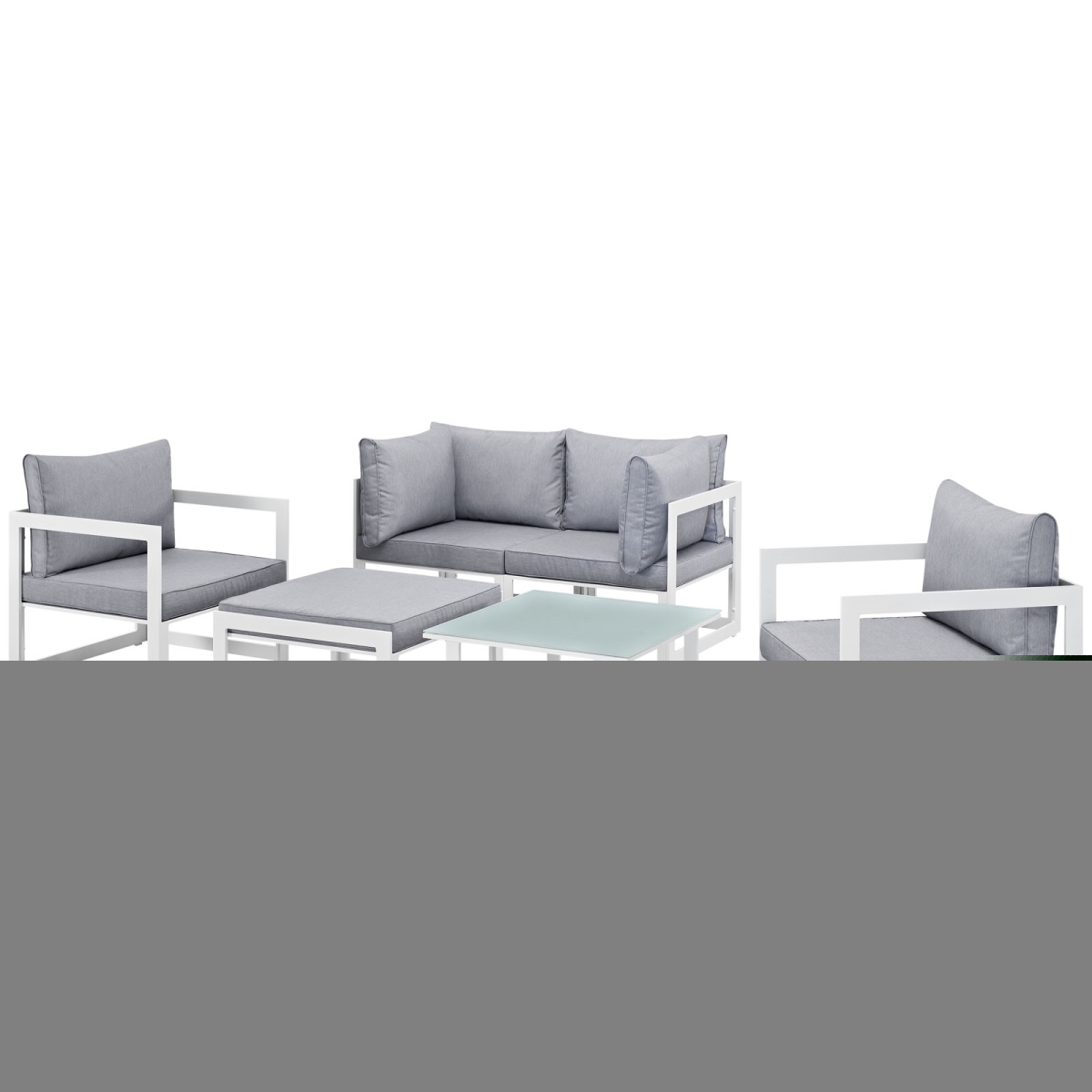 Modway EEI-1723-WHI-GRY-SET Fortuna Outdoor Patio Sectional Sofa Set, White & Gray - 6 Piece -  Modway Furniture