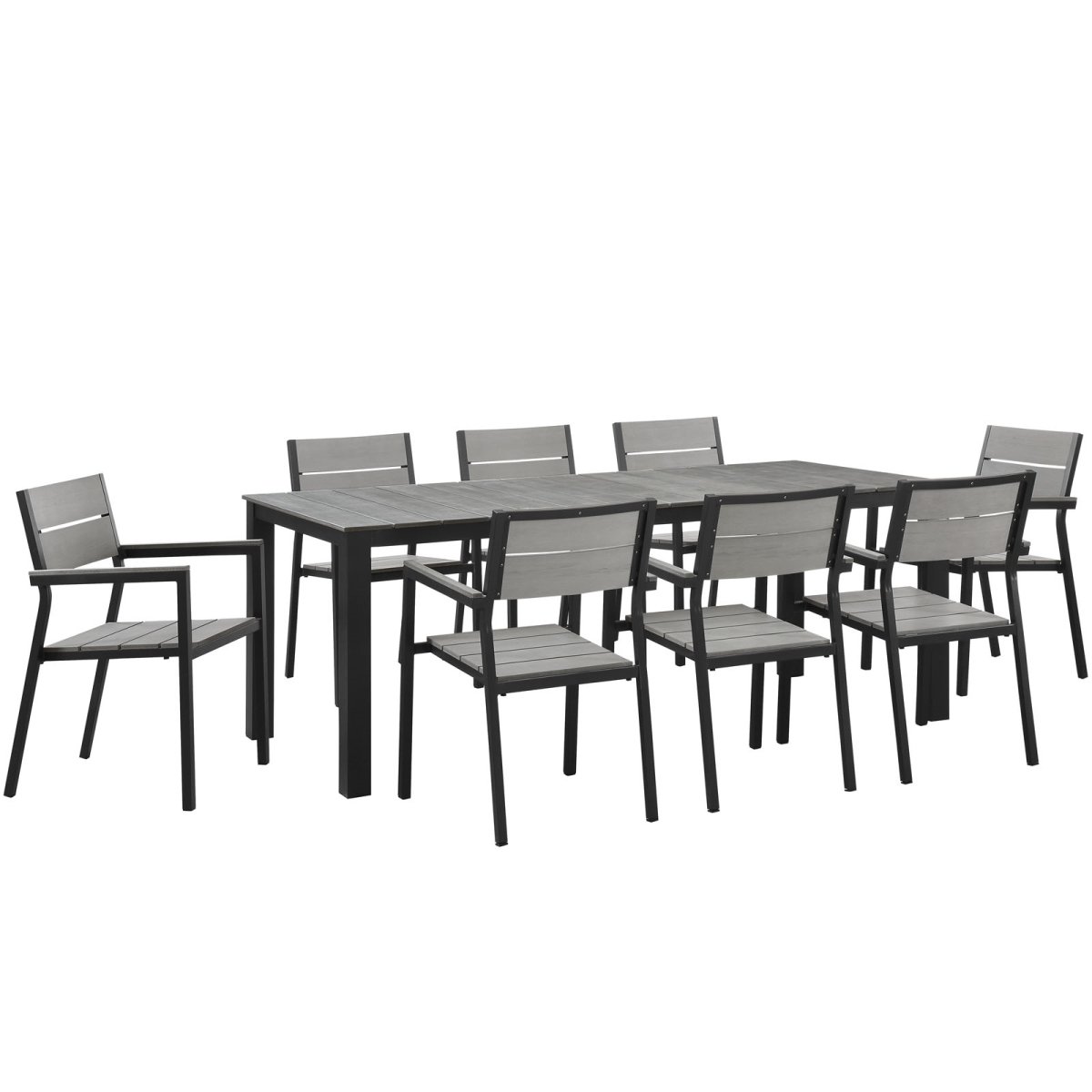 Modway EEI-1753-BRN-GRY-SET Maine Outdoor Patio Dining Set, Brown & Gray - 9 Piece -  Modway Furniture