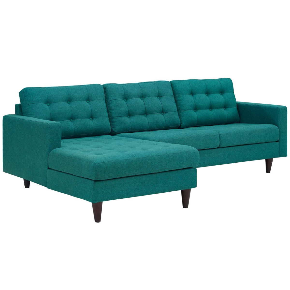 Modway EEI-1666-TEA Empress Left-Facing Upholstered Sectional Sofa, Teal