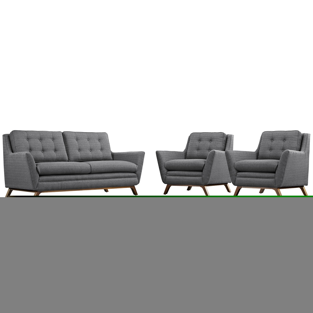 Picture of Modway EEI-2141-DOR-SET Beguile Upholstered Fabric Living Room Set&#44; Gray - 3 Piece