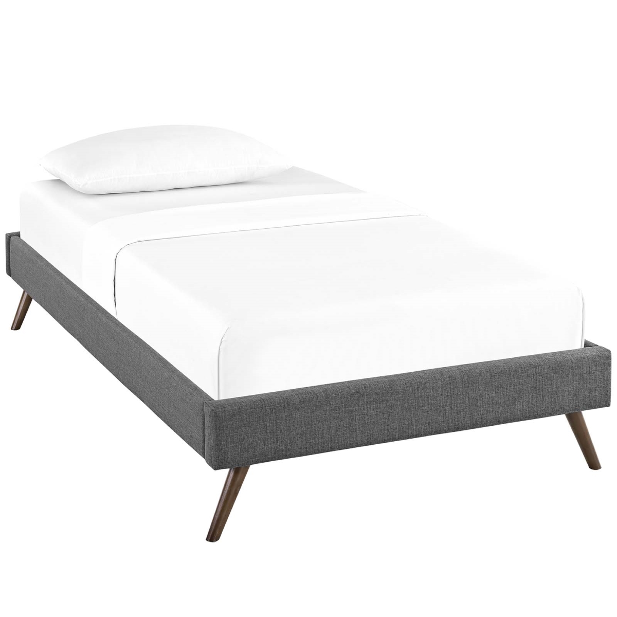Modway MOD-5358-GRY Helen Twin Size Fabric Bed Frame with Round Splayed Legs, Gray