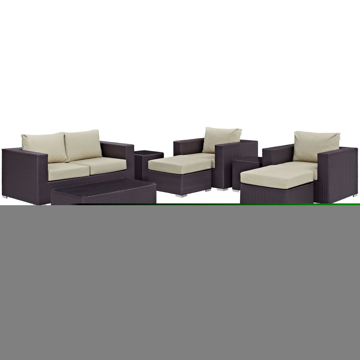 Modway EEI-2159-EXP-BEI-SET Convene Outdoor Patio Sofa Set, Espresso Beige - 8 Piece